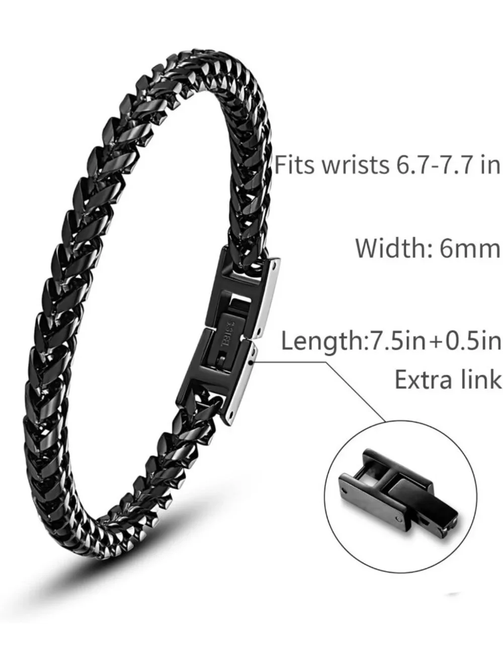 Men's Stainless Steel Franco Chain Bracelet with Fold Over Clasp - Stylish